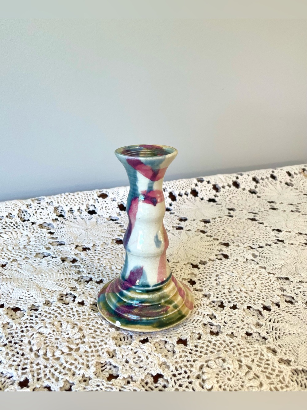 Colorful Abstract Ceramic Candlestick Holder